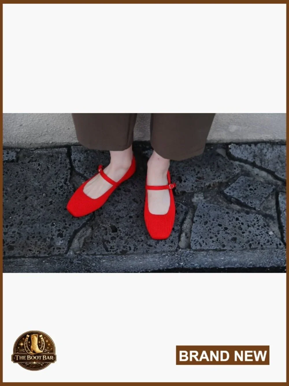 Square Toe Knit Flats Ankle Strap Mary Jane Comfortable Dressy Office